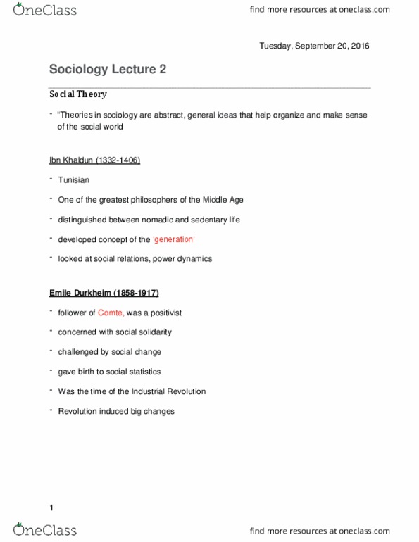 SOCI 1001 Lecture Notes - Lecture 2: Middle Ages, Social Change, Capital Accumulation thumbnail