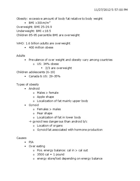 EDKP 350 Lecture Notes - Lecture 9: Resting Metabolic Rate, Basal Metabolic Rate, Weight Loss thumbnail