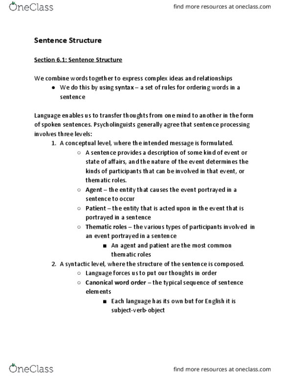 Psychology 2134A/B Chapter Notes - Chapter 6: Connectionism, Unicycle, Syntactic Bootstrapping thumbnail