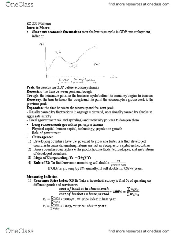 CAS EC 202 Lecture Notes - Lecture 1: Gdp Deflator, Aggregate Supply, Aggregate Demand thumbnail
