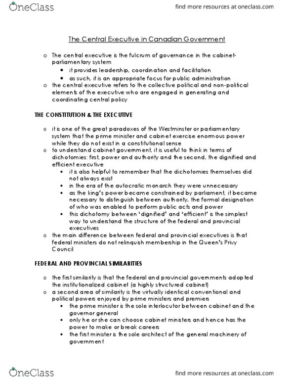 Political Science 2246E Chapter Notes - Chapter 3: Cabinet Collective Responsibility thumbnail