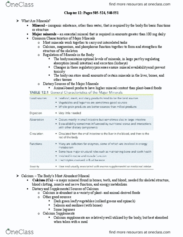 NUTR 201 Chapter Notes - Chapter 12: Hypercalcaemia, Bone Resorption, Calbindin thumbnail