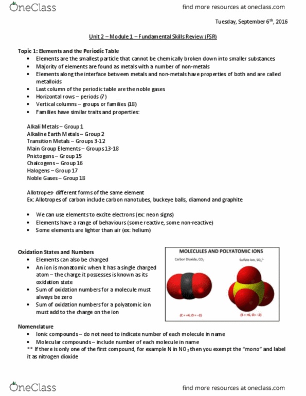 CHEM 1A03 Chapter Notes - Chapter 2-1: Ionic Compound, Chlorate, Chlorine thumbnail