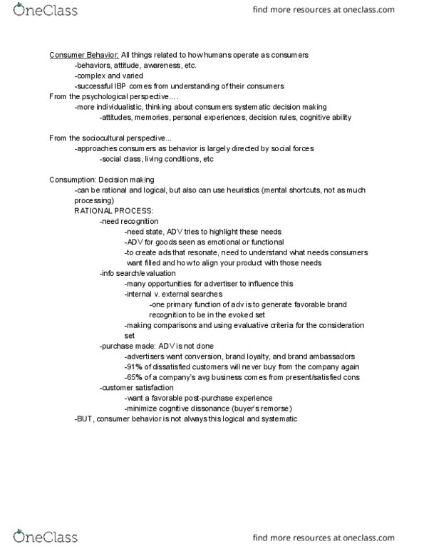 ADV 318J Lecture Notes - Lecture 5: Cognitive Dissonance, A.D. Vision, Social Forces thumbnail