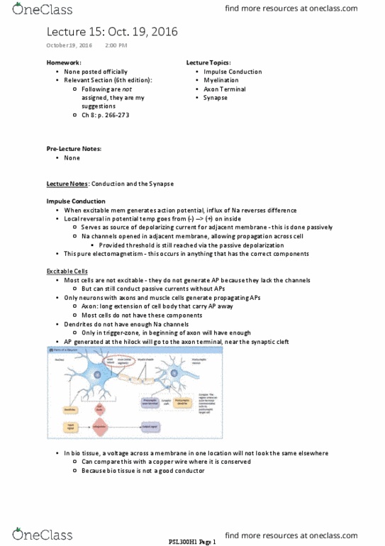 PSL300H1 Lecture Notes - Lecture 15: Electrical Synapse, Internal Resistance, El Al thumbnail
