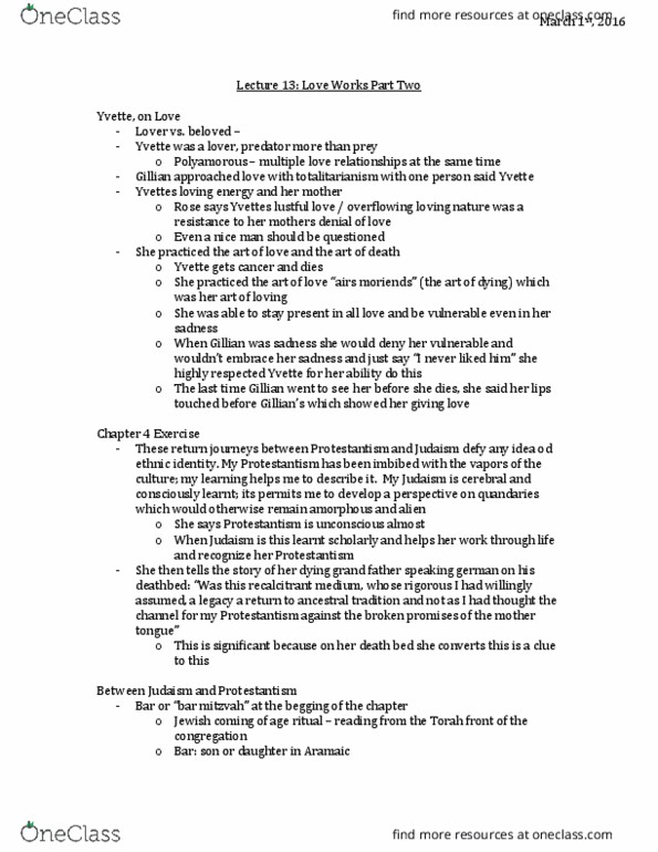 RE103 Lecture Notes - Lecture 13: Totalitarianism, Bar And Bat Mitzvah, Dyslexia thumbnail