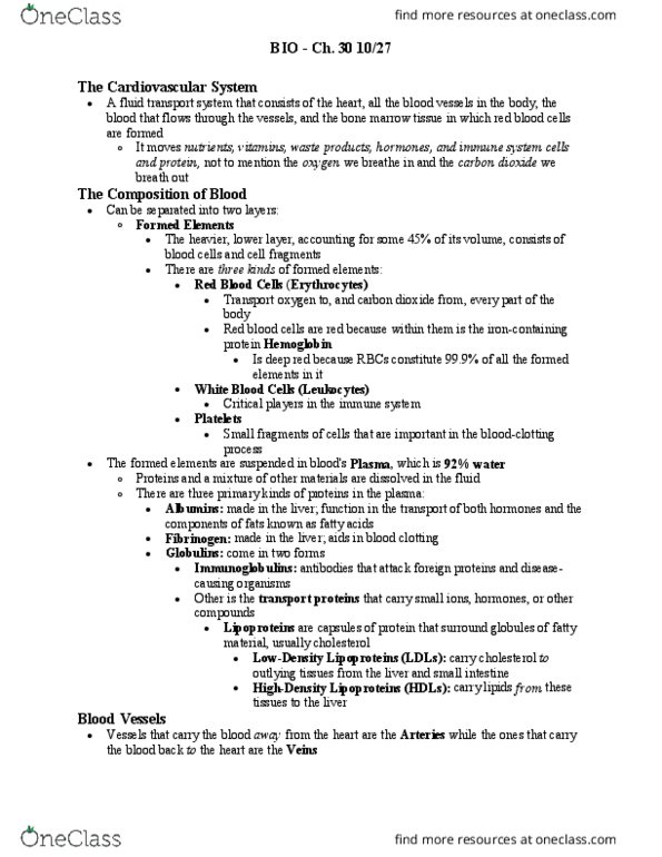 BIOL 101 Lecture Notes - Lecture 11: Extracellular Fluid, Skeletal Muscle, Low-Density Lipoprotein thumbnail