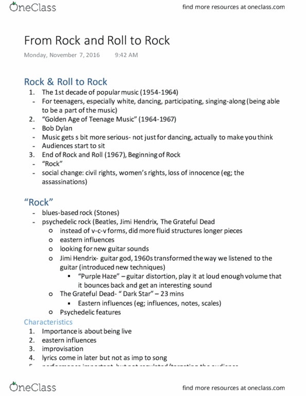 MUSC 171 Lecture 13: From Rock and Roll to Rock thumbnail