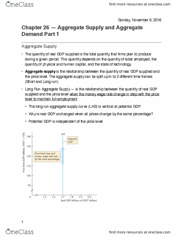 ECON102 Chapter Notes - Chapter 26: Aggregate Demand, Aggregate Supply, Potential Output thumbnail