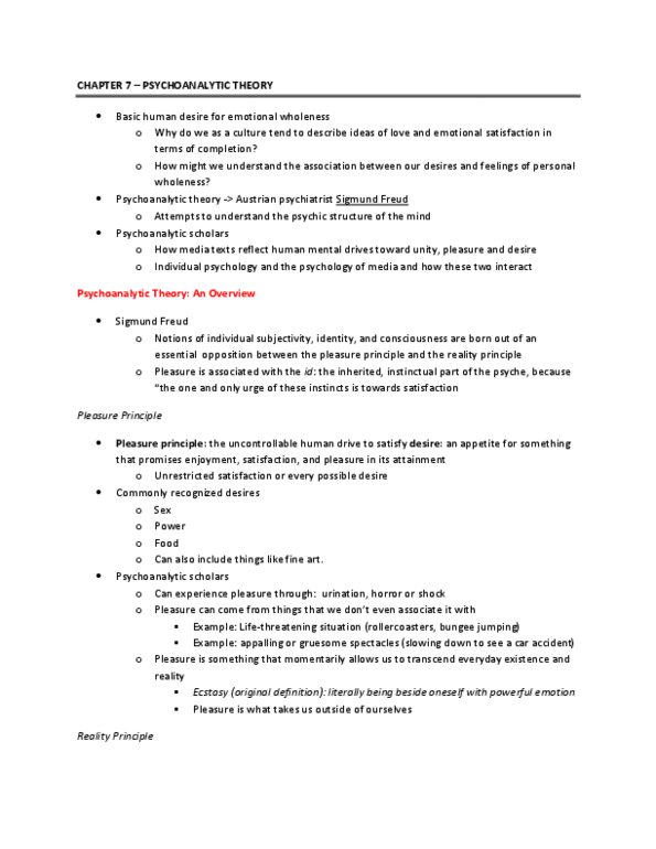 MDSA01H3 Chapter Notes - Chapter 7: Jacques Lacan, Phallic Stage, Psychoanalytic Theory thumbnail