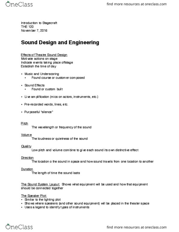 THE 120 Lecture Notes - Lecture 20: Audio Engineer thumbnail
