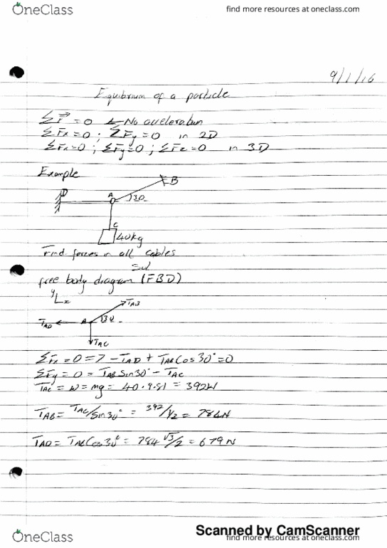 CIVE 2330 Lecture 5: Equilibrium of a particle thumbnail