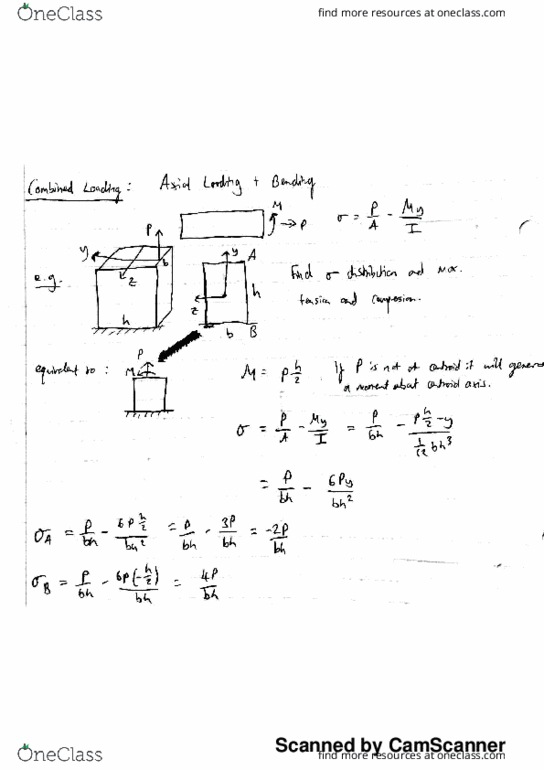 MECHENG 211 Lecture 25: Wei Lu ME 211 Lecture 25 Notes - Combined Loading thumbnail