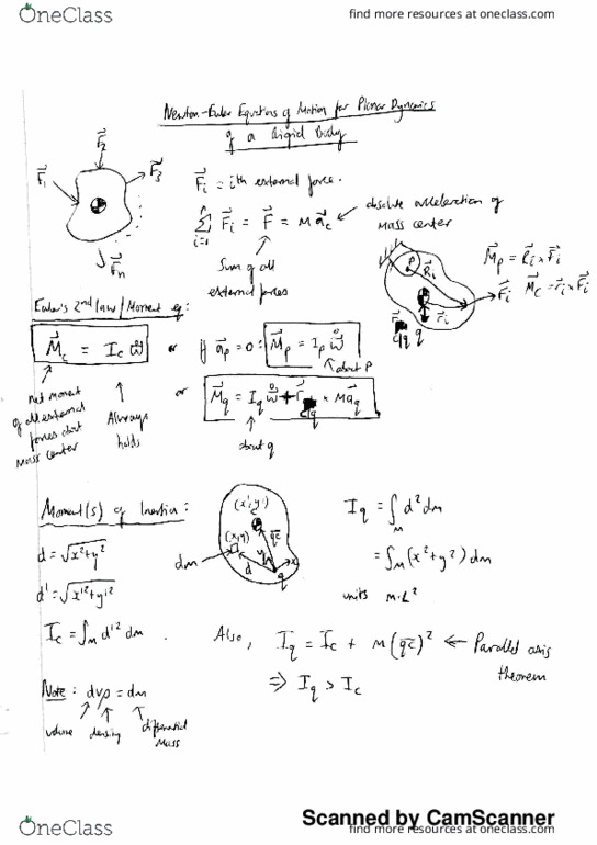 MECHENG 240 Lecture 24: Noel Perkins ME 211 Lecture 24 Notes - Newton-Euler cont'd thumbnail