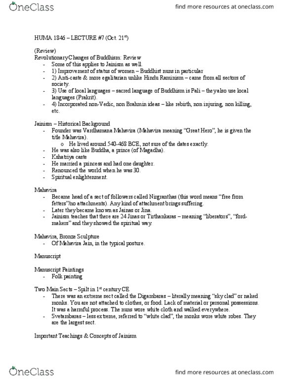 HUMA 1846 Lecture Notes - Lecture 7: Sacred Language, Asceticism thumbnail