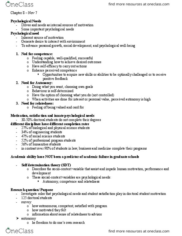 PSYC 4750 Lecture Notes - Lecture 9: Self-Determination, Research Question thumbnail