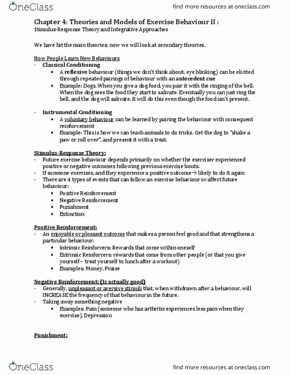 Kinesiology 2276F/G Lecture Notes - Lecture 4: Classical Conditioning, Cognitive Psychology, Decisional Balance Sheet thumbnail