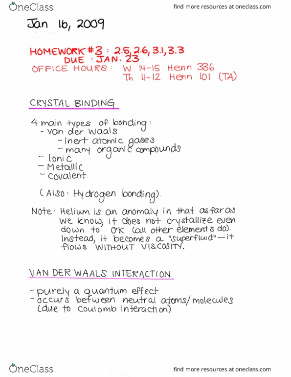 PHYS 474 Lecture Notes - Lecture 9: Van Der Waals Force, Pauli Exclusion Principle, Hydrogen Bond thumbnail