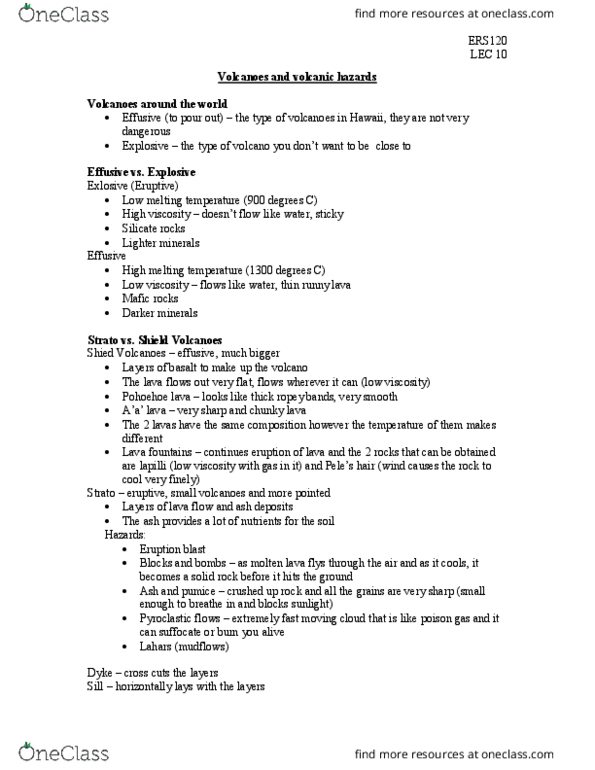 ERS120H5 Lecture Notes - Lecture 10: Viscosity, Mafic, Basalt thumbnail