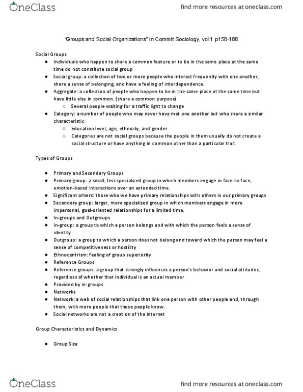 SOC101Y1 Chapter Notes - Chapter Inequality: Social Group, Ethnocentrism, Social Change thumbnail