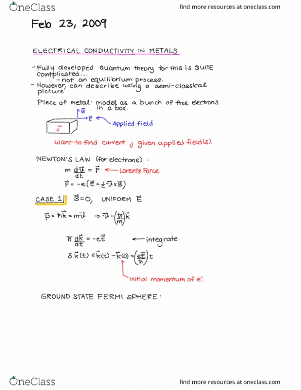 ENGPHYS 4K03 Lecture Notes - Lecture 3: Ston, Fermi Energy, Mean Free Path thumbnail