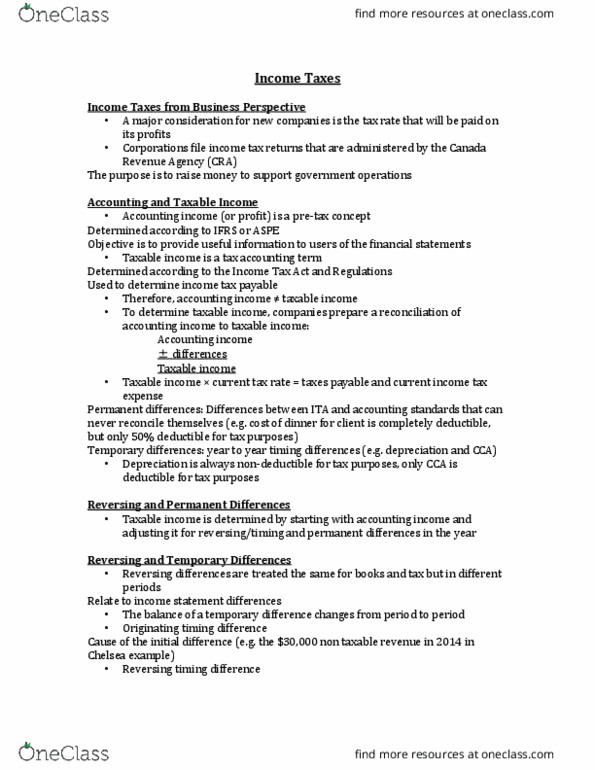 BU397 Lecture Notes - Lecture 4: Canada Revenue Agency, Income Statement, Financial Statement thumbnail