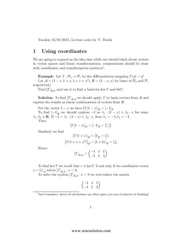 MAT224H1 Lecture : Using coordinates, Algebra Transformations, Change of Basis, change of basis for transformation thumbnail