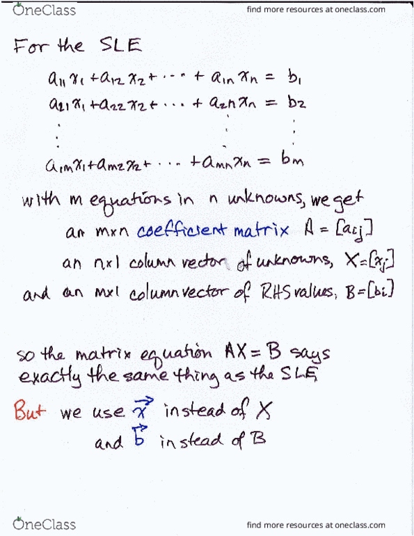 Mathematics 1229A/B Lecture Notes - Lecture 22: Invertible Matrix, Row And Column Vectors thumbnail