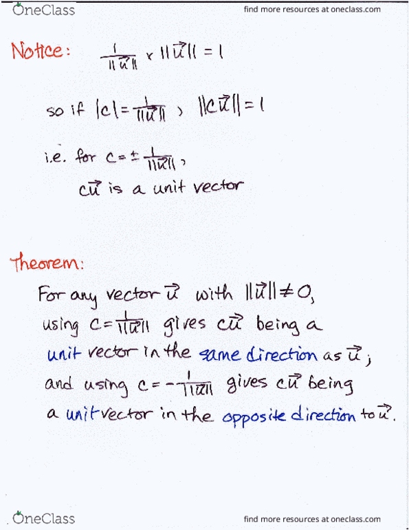 Mathematics 1229A/B Lecture Notes - Lecture 4: Unit Vector, Dot Product thumbnail