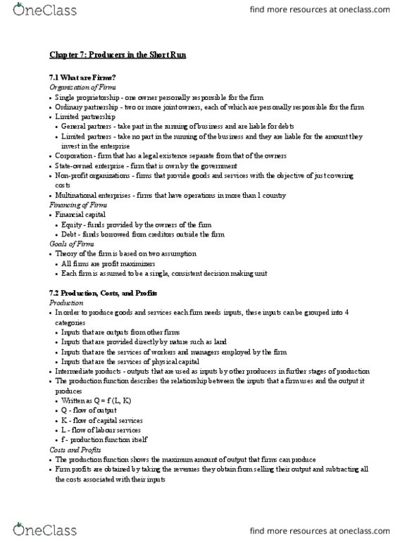 ECON 110 Chapter Notes - Chapter 7: Limited Partnership, Financial Capital, Variable Cost thumbnail