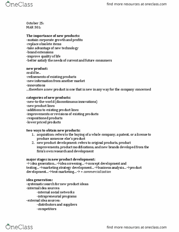 MAR 301 Lecture Notes - Lecture 14: Diffusion Of Innovations, Crowdsourcing, Longrun thumbnail