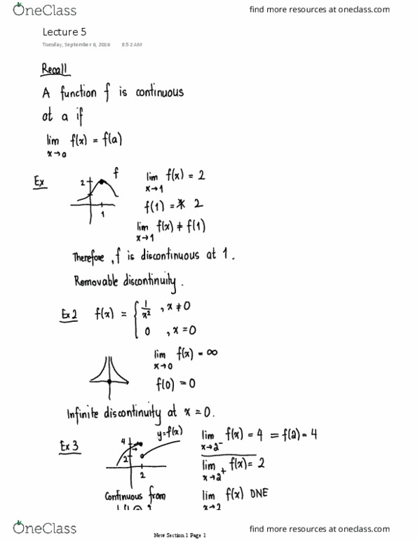 MATH 1A03 Lecture Notes - Lecture 5: Intermediate Value Theorem thumbnail