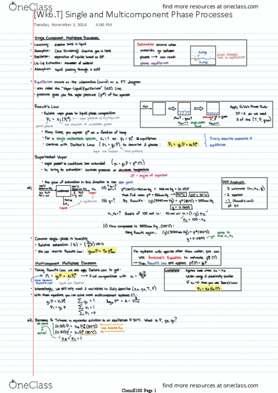 CH ENGR 100 Lecture 11: [Wk6.T] Single and Multicomponent Phase Processes thumbnail