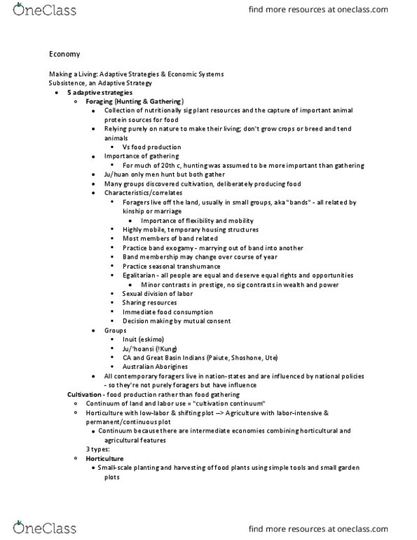 ANTH 263g Lecture Notes - Lecture 6: Shifting Cultivation, Transhumance, Exogamy thumbnail