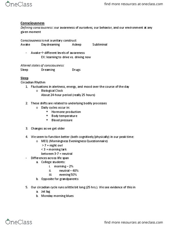 PSYCH 100 Lecture Notes - Lecture 13: Jet Lag, Epigenetic Clock, Blood Pressure thumbnail