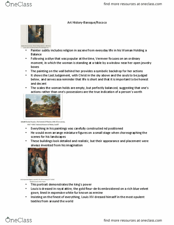 AHS 100 Lecture Notes - Lecture 16: Nicolas Poussin, Angelica Kauffman, Hall Of Mirrors thumbnail