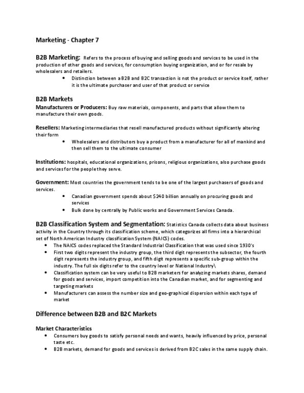 BUSI 2208 Lecture Notes - Business Marketing, North American Industry Classification System, Retail thumbnail