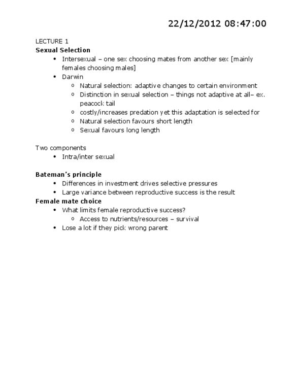 LIFESCI 3C03 Lecture Notes - Bird Nest, Brood Parasite, Sexy Son Hypothesis thumbnail