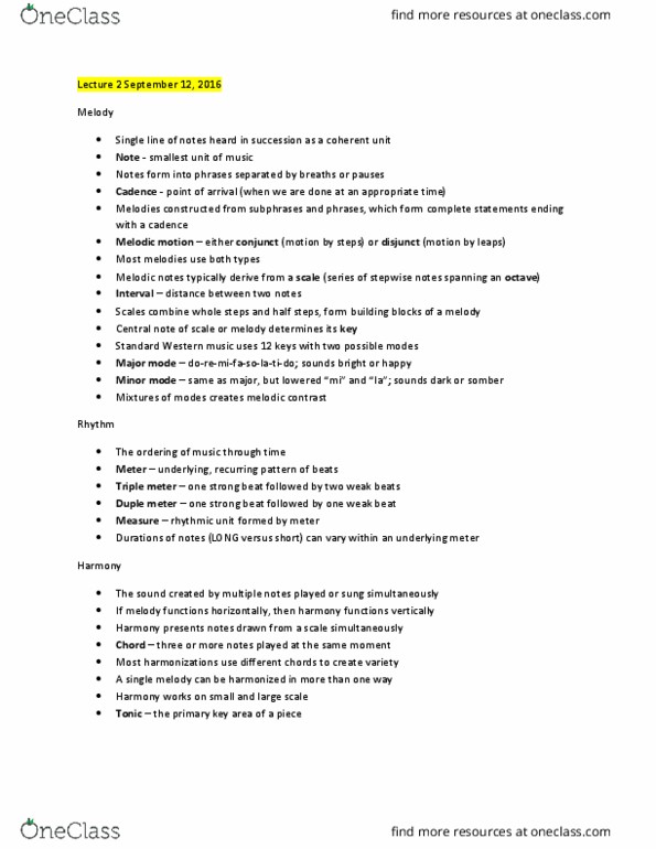 Music 1102A/B Lecture Notes - Lecture 1: Duple And Quadruple Metre, Duple Coachbuilders, Unique Key thumbnail