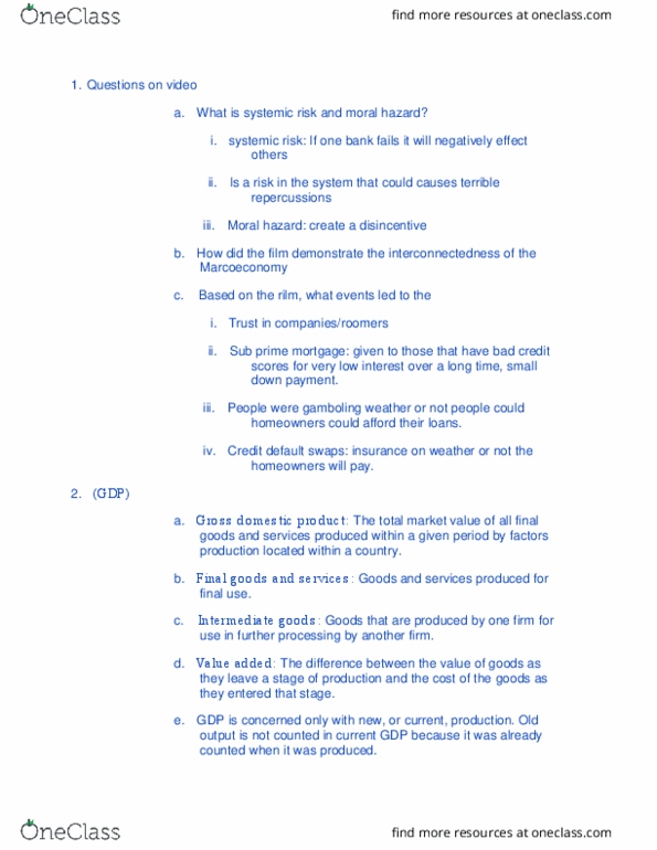 ECON 1020 Lecture Notes - Lecture 13: Systemic Risk, Moral Hazard, Structural Unemployment thumbnail