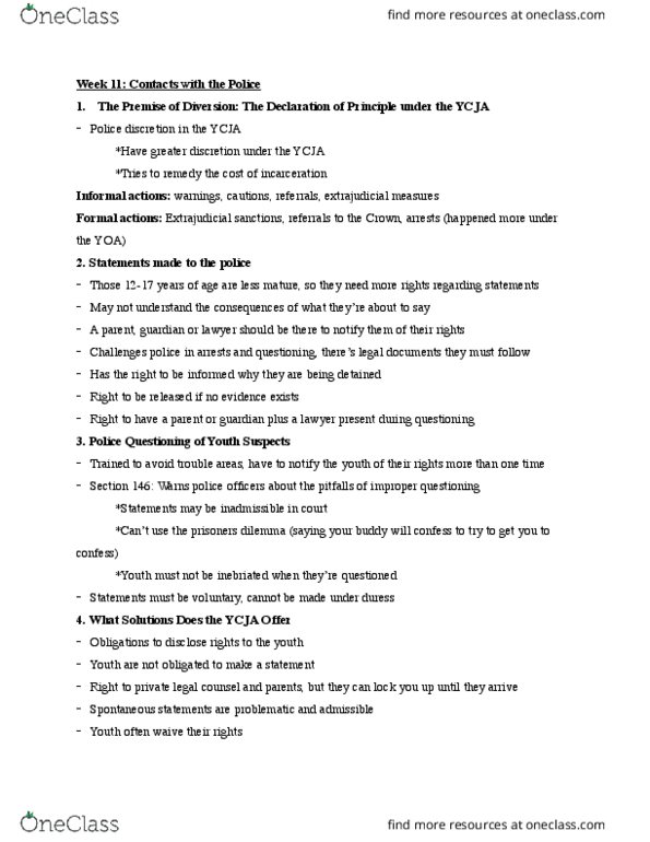 SOC 3710 Lecture Notes - Lecture 11: Young Offenders Act, Criminal Record, Presentence Investigation Report thumbnail