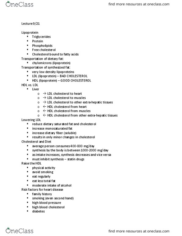 HUMNNTR 2210 Lecture Notes - Lecture 13: Chylomicron, Dietary Fiber, Hypercholesterolemia thumbnail