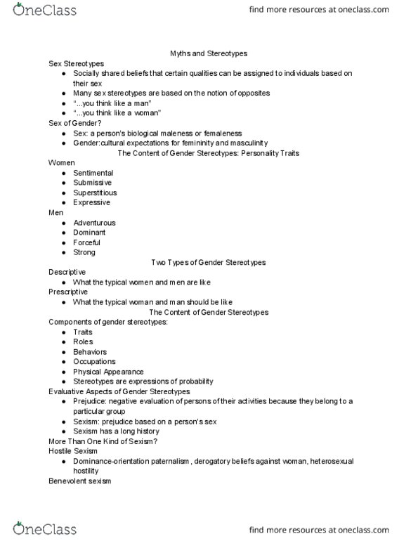 AUCS 150 Lecture Notes - Lecture 2: Femininity, Gender Role, Bisexuality thumbnail