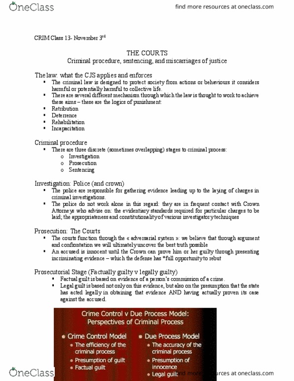CRM 1300 Lecture Notes - Lecture 13: Adversarial System, Criminal Procedure, Arson thumbnail