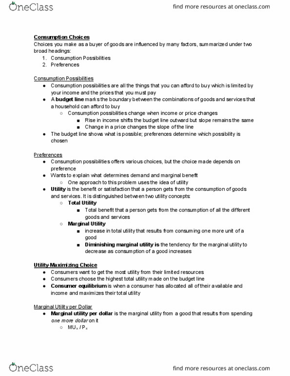 ECON101 Lecture Notes - Lecture 5: Demand Curve, Prefrontal Cortex, Rationality thumbnail