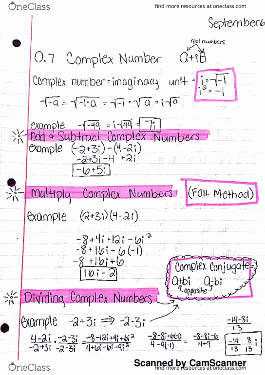 MATH 1320 Lecture Notes - Lecture 7: Complex Number thumbnail