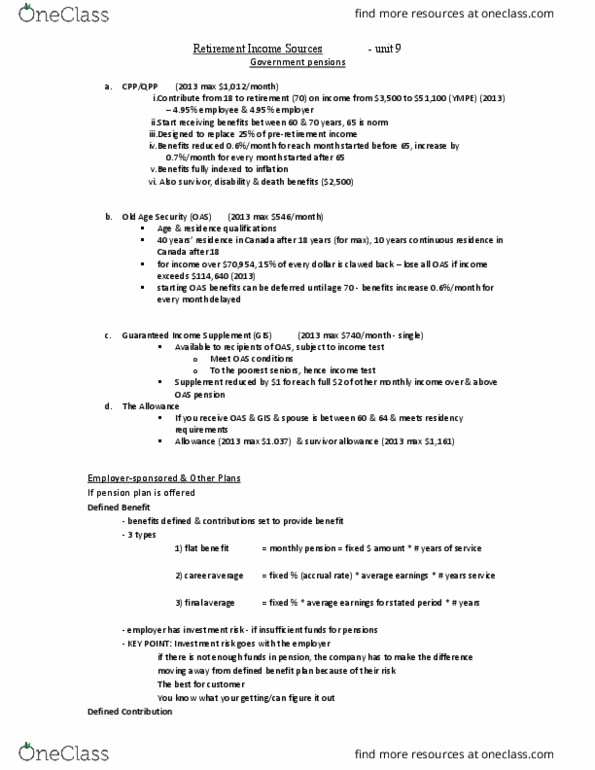 Financial Services _Ã‡Ã´ Client Services RFC126 Lecture Notes - Lecture 9: Old Age Security, Income Splitting, Mutual Fund thumbnail