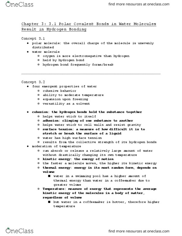 BIO SCI 93 Lecture Notes - Lecture 3: Cellulose, Heat Capacity, Coffeemaker thumbnail