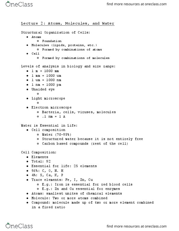 BIO SCI 93 Lecture Notes - Lecture 2: Covalent Bond, Bicarbonate, Salt thumbnail