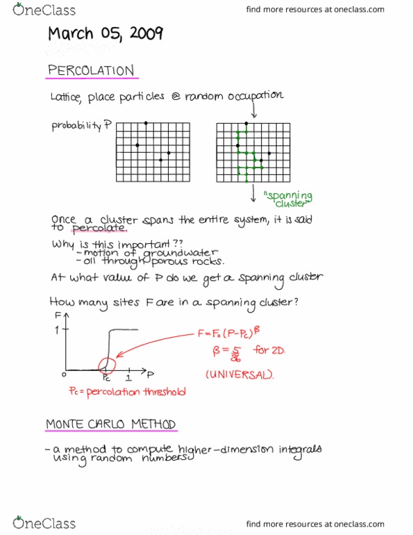 ENGPHYS 2CE4 Lecture Notes - Lecture 15: Percolation Threshold, Exponential Distribution, Importance Sampling thumbnail